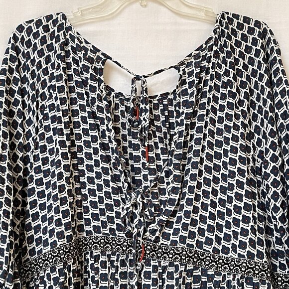 Anthroplogie Midi Dress Womens XL Blue Floral Boho Relaxed Party Tiered Peasant - Picture 9 of 16